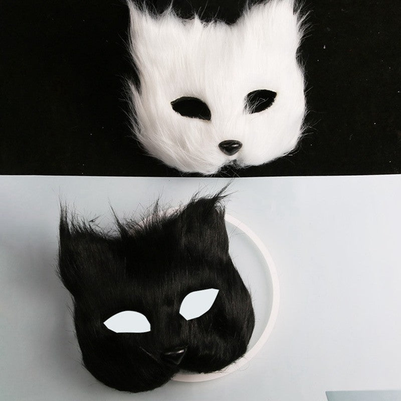 Fox Shape Face Eye Mask Christmas Carnival Party Cosplay Cat Animal Hair Mask Halloween Costume Props Makeup Plastic Face Mask