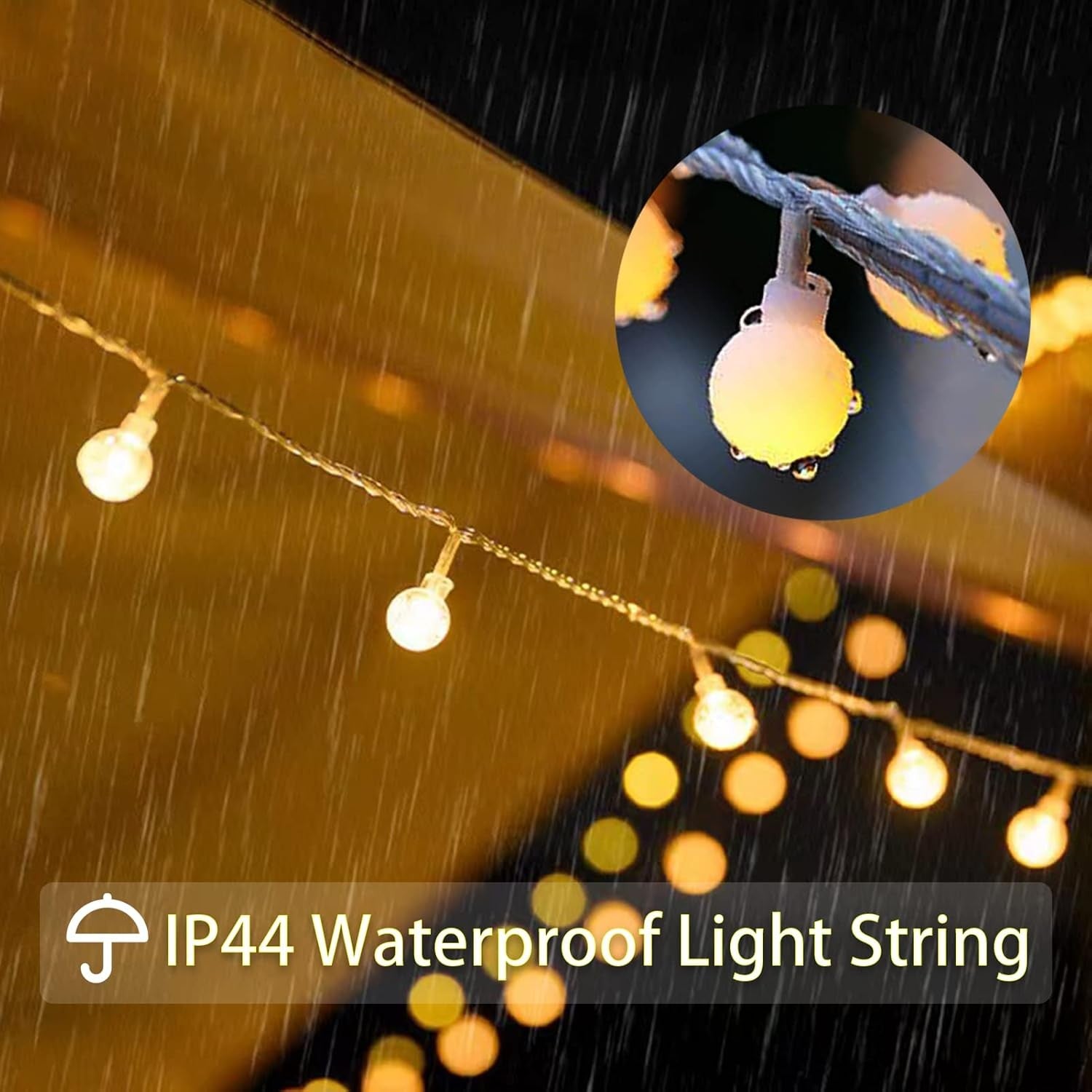 10M 80LED USB Ball String Lights Globe Fairy Lights Waterproof Garland Lights Warm White for Outdoor Wedding Party Garden Home