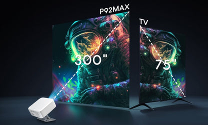 Projetor Salange Netflix P92MAX Smart Android 13 1080P BT5.2 WiFi6 12000L Foco Eletrônico Correção Trapezoidal Automática 4K Filmes Cinema Doméstico HD