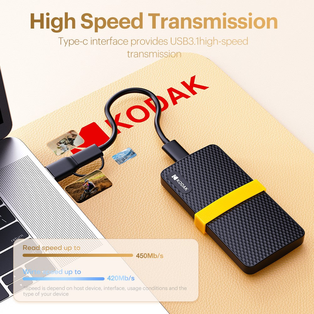 KODAK X200 External SSD Hard Drive HD Externo USB3.1 and Type- Mini Portable SSD 256B 512GB 1TB For Laptops Smartphone PS4 PC TV