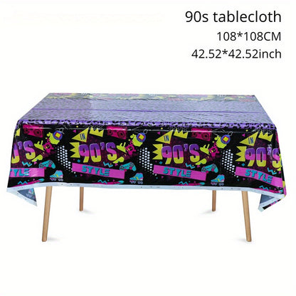 Decorative tablecloth, 80/90 party tablecloth, disco 80/90 party, men's and women's birthday decorative tablecloth