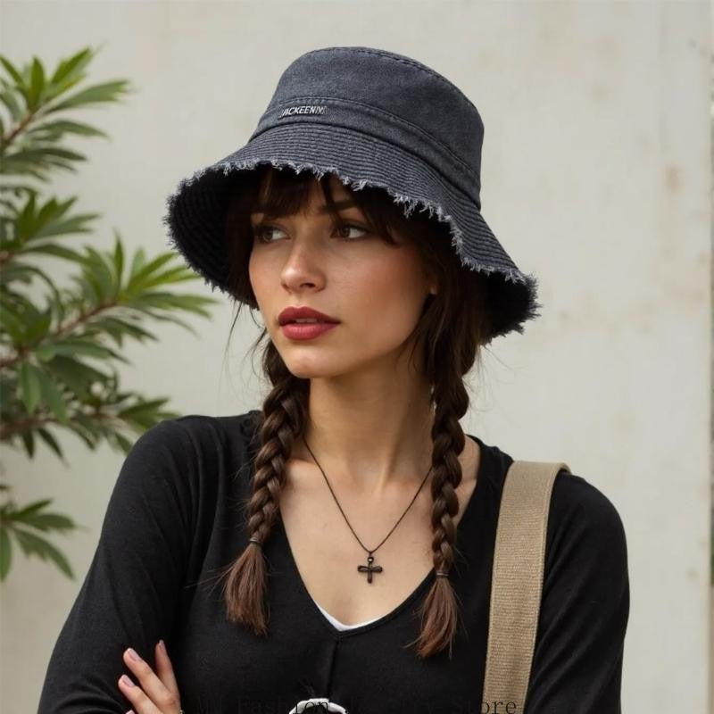 Fashionable Fabric Fabric Hat Adjustable Rope Hat for Women Spring Autumn Outdoor Activity Sun Protective Headwear
