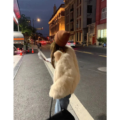 Faux Fur Coat Womens Clothing 2025 New Fashion Casual Imitation Fox Fur Coat Female  Short Loose Comfortable Winter Jacket