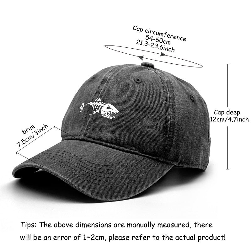 Boné de beisebol feminino retrô ajustável com estampa de espinhas de peixe, bonés snapback desbotados e elegantes, escolha ideal para mulheres e homens