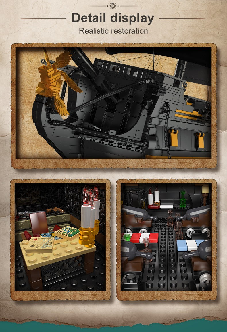Mould King 13186 Pirate Ship Toys The Big Black Pearl Building Block Assembly Pirate Ship Brick Set Kids Christmas Gift