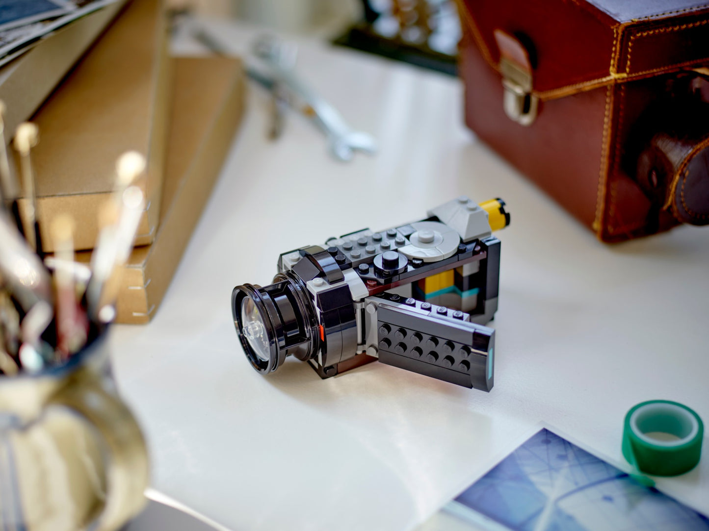 LEGO retro camera 3-in-1 set of miniature building block models for children's birthday gifts, children's collection toy set
