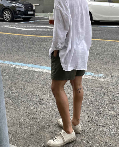 2025 European Style Premium Linen Shirt, Comfortable Men's Loose and Breathable Workwear Shirt UPF50+sun Protection