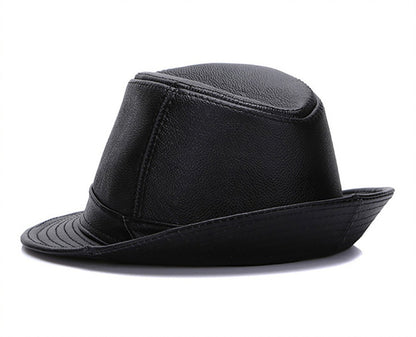New Style Autumn Winter Warm Cowboy  100% Real Cowhide Leather Hats Men Real Genuine Cowhide Leather Top Hats Men Fashion Caps