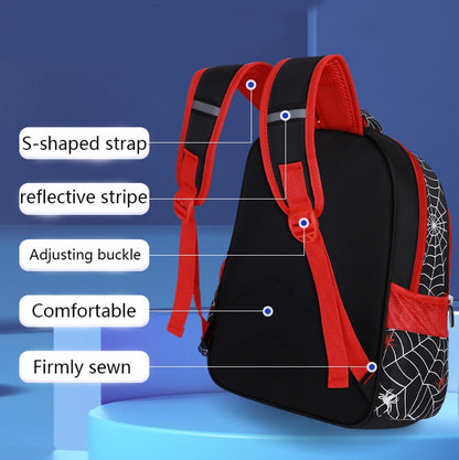 Bolsa Tiracolo Infantil Aranha 3D Tridimensional Desenho Animado, Estojo Escolar Menino Menina Adolescente, Mochila Infantil 2 Peças Impermeável