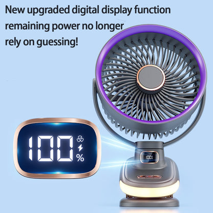 Ventilador Portátil de Parede e Mesa com Ajuste de Ângulo Livre, Clipe, Mini Ventilador de Carregamento para Circulação de Ar
