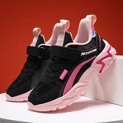 Girls Sneakers Lightweight Athletic Comfortable Shoes with Velcro Closure Kids Non-Slip Casual Walking Running Sports Shoes