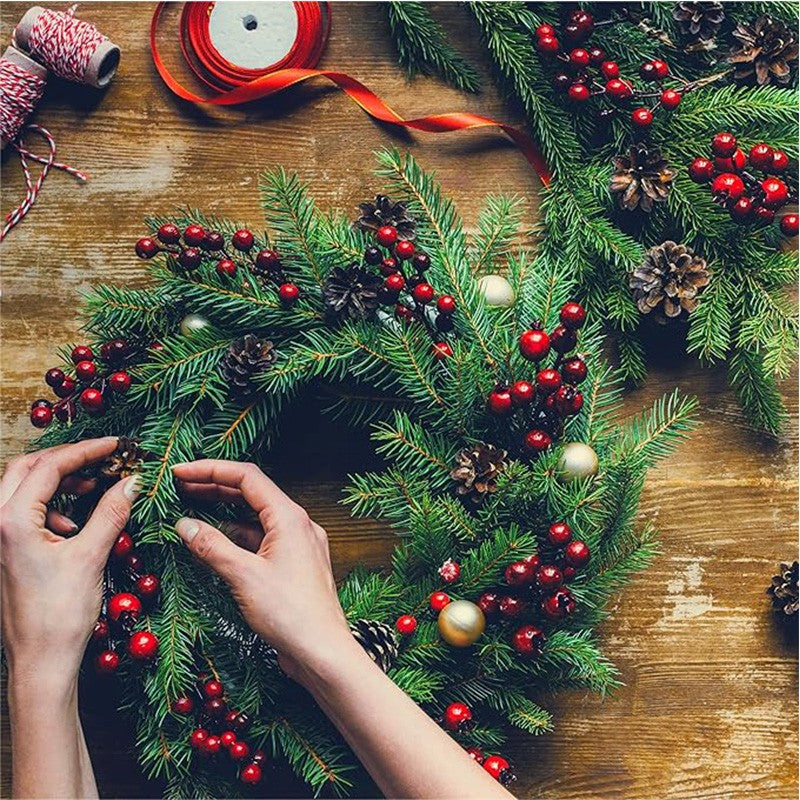 10Pcs Christmas Decoration Artificial Red Berries Bouquet Christmas Tree Ornament DIY Wreath Xmas New Year 2026 Gifts Accessory