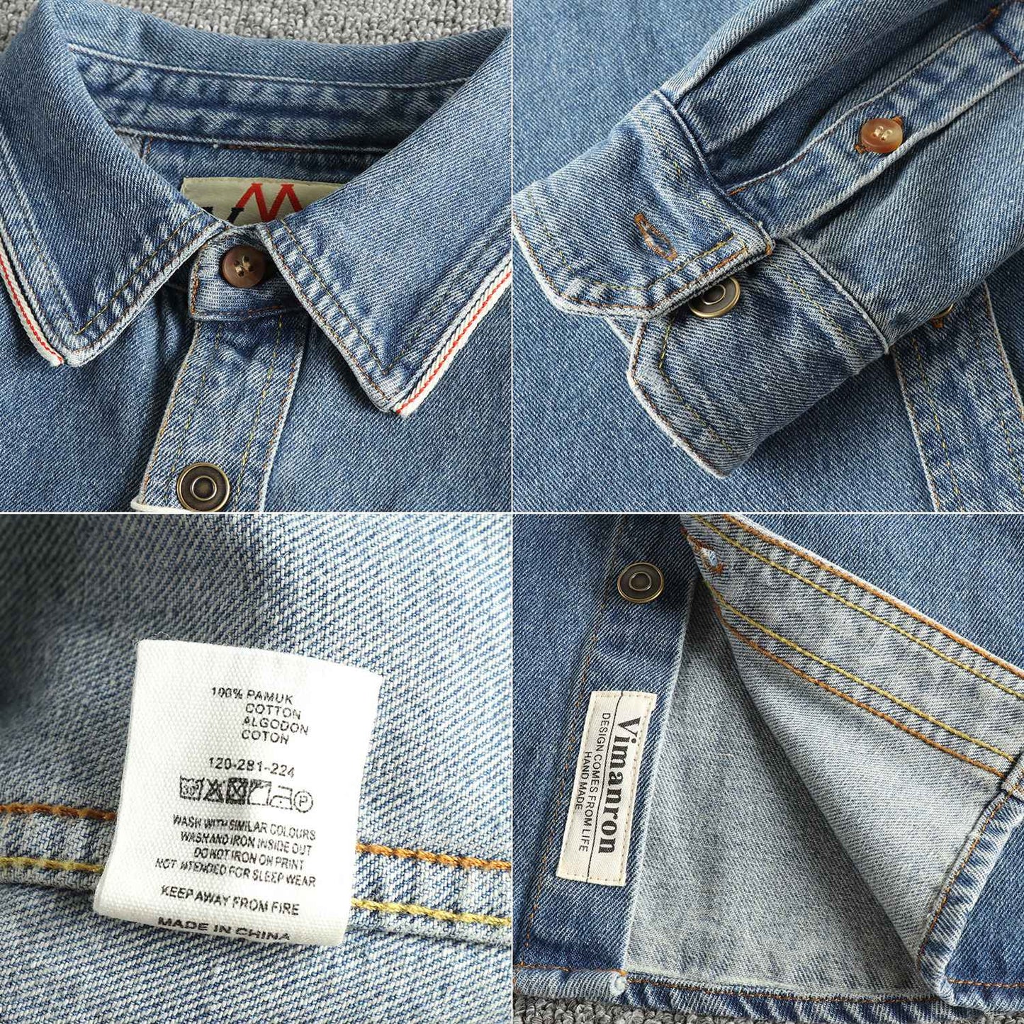 Autumn New American Retro Heavyweight Single Pocket Denim Cargo Shirt Men's Simple 100% Cotton Washed Casual Blouses Thin Jacket