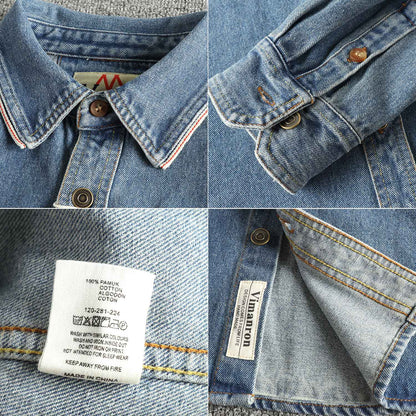 Autumn New American Retro Heavyweight Single Pocket Denim Cargo Shirt Men's Simple 100% Cotton Washed Casual Blouses Thin Jacket