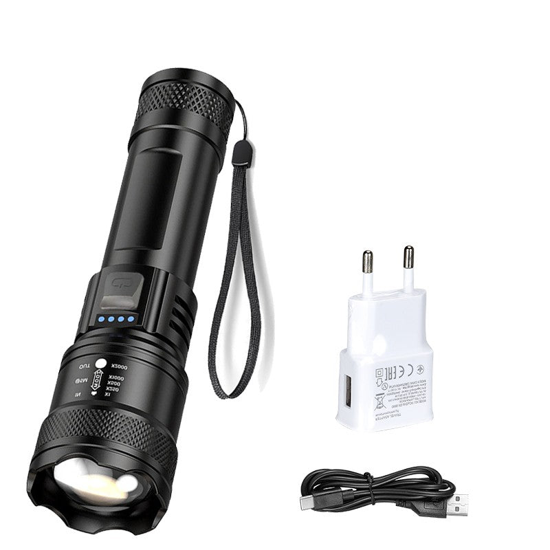 Lanterna Super Brilhante P50 Recarregável USB LED de Longo Alcance Tática À Prova D'Água para Acampamento Pesca Emergência