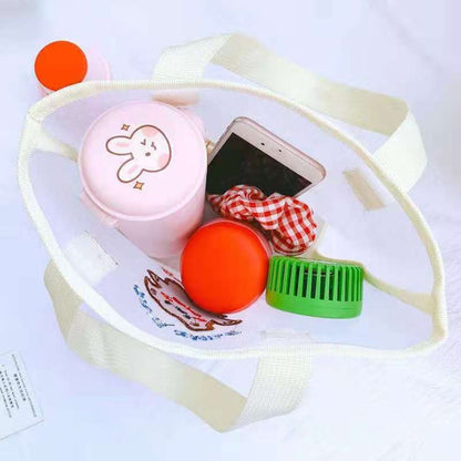 INS Cute Bear Cosmetic Bag Women Fashion Handbag Transparent Mesh Makeup Case Summer Convenient Swimming Outdoor Beach Bag