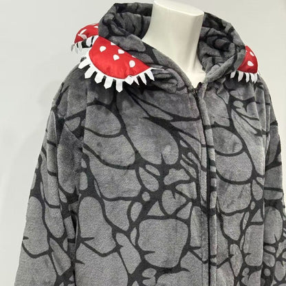 Adult Kids Flannel Human-eating Flower Ensemble Costume Funny Demogorgon Cosplay Costume Pajamas Fashion Cute Woman Man Homewear