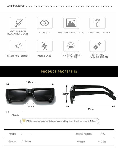 New Y2K Sunglasses for Men Women Trendy Sun Glasses Goggle Man Brand Designer Square Glasses Shades Female UV400 Eyewear