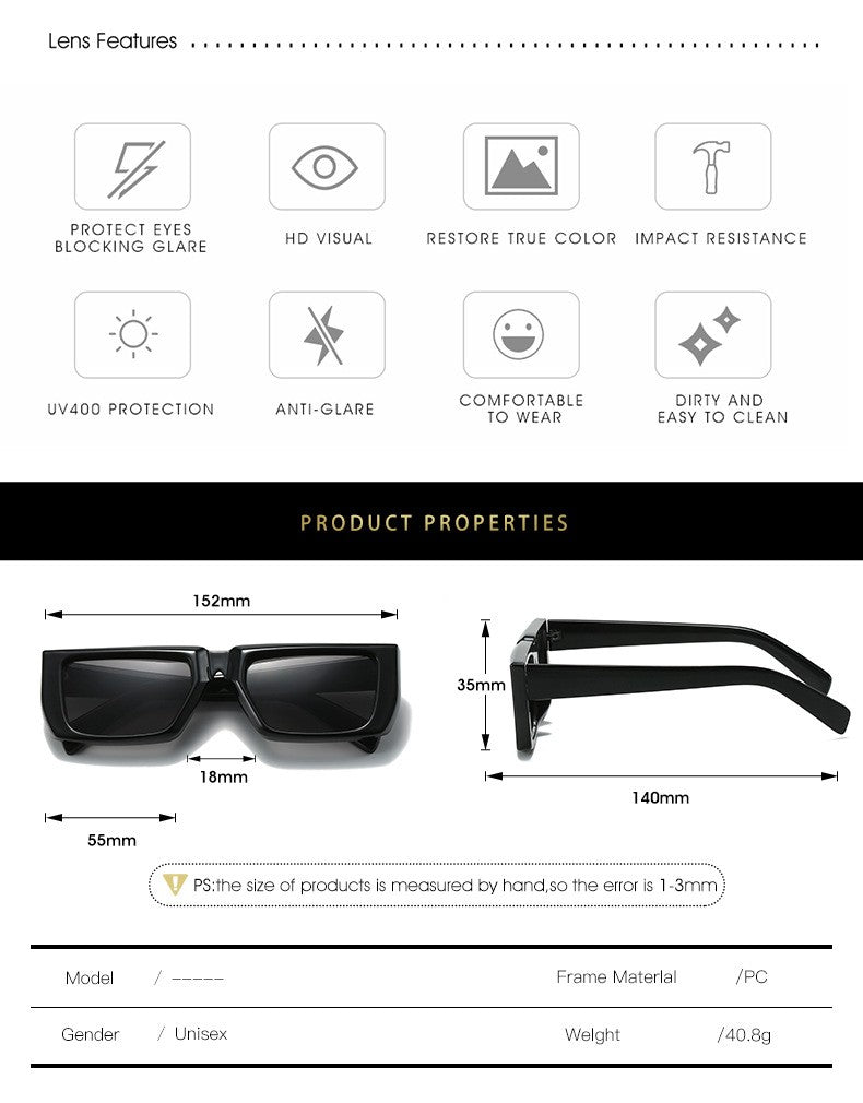 New Y2K Sunglasses for Men Women Trendy Sun Glasses Goggle Man Brand Designer Square Glasses Shades Female UV400 Eyewear