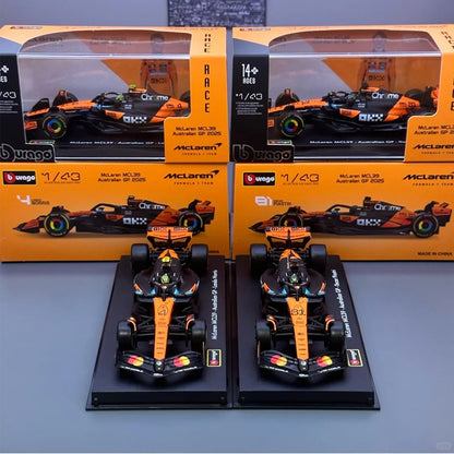 Novo Estoque Bburago 2025 F1 1:43 Sf-25 Leclerc Hamilton Rb21 Verstappen Mcl39 W16 Versão Capacete Modelo Miniatura de Liga Brinquedos Personalizados