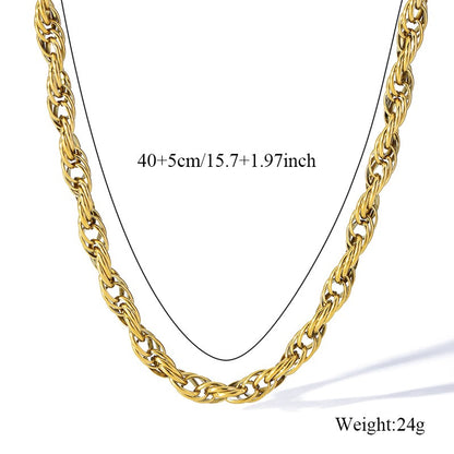 GANEMLY Conjunto de joias à prova d'água de aço inoxidável 316L, colar de corrente larga de metal, pulseiras, conjunto de joias com pingente de corrente dourada, presente