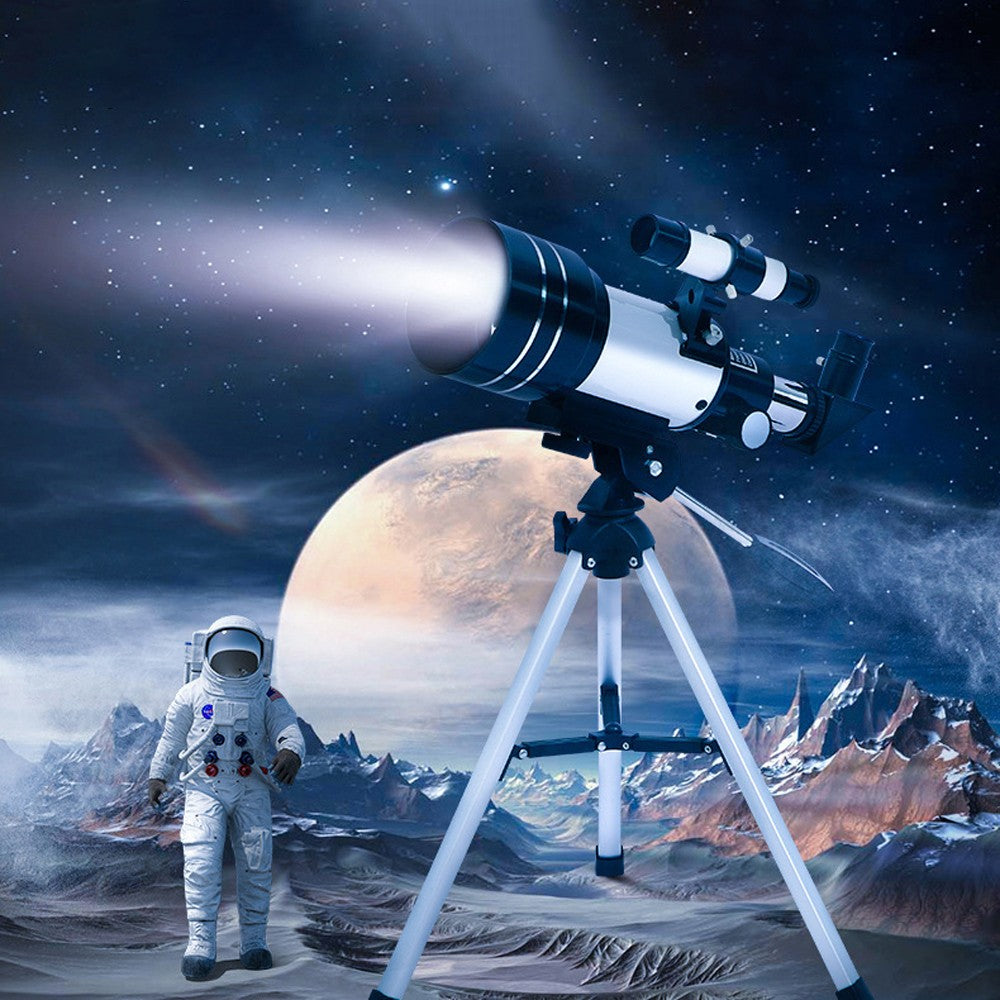 Telescópio Astronômico 150X, Refrator de Abertura de 70mm, Telescópio Portátil de Viagem com Adaptador de Celular e Controle Remoto Sem Fio