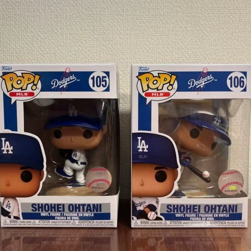 Funko Pop Baseball League Dodgers Shohei Ohtani Q-Edition Boneco de Ação Modelo 105 106 Boneco de Vinil Artesanal Presente Fofo para Fã