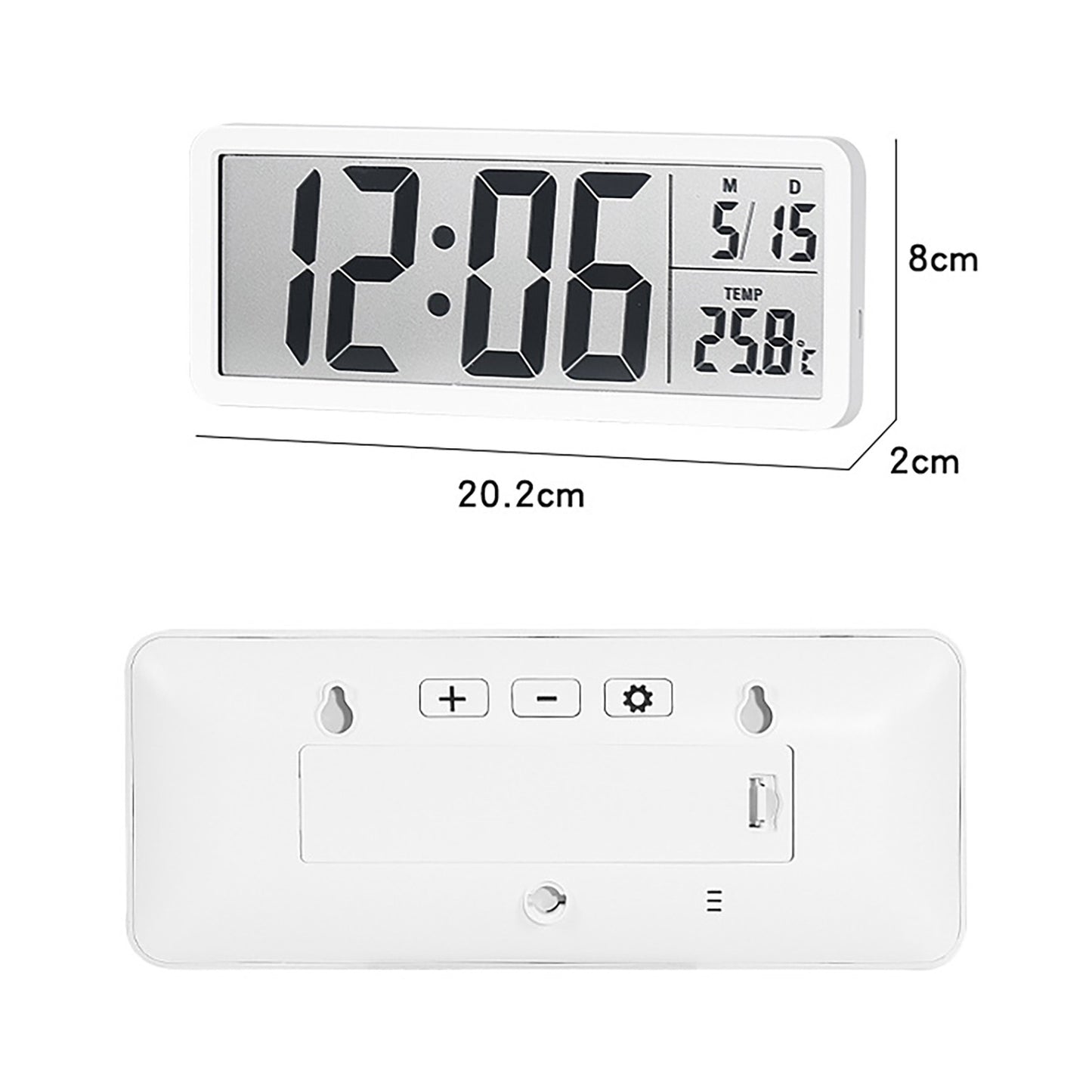 Digital Wall Clock Electronic Wall Mounted LCD Disply Clocks Multifunctional Temperature and Time Week Display Battery Powered