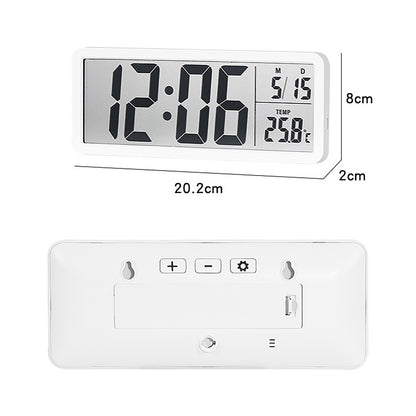 Digital Wall Clock Electronic Wall Mounted LCD Disply Clocks Multifunctional Temperature and Time Week Display Battery Powered