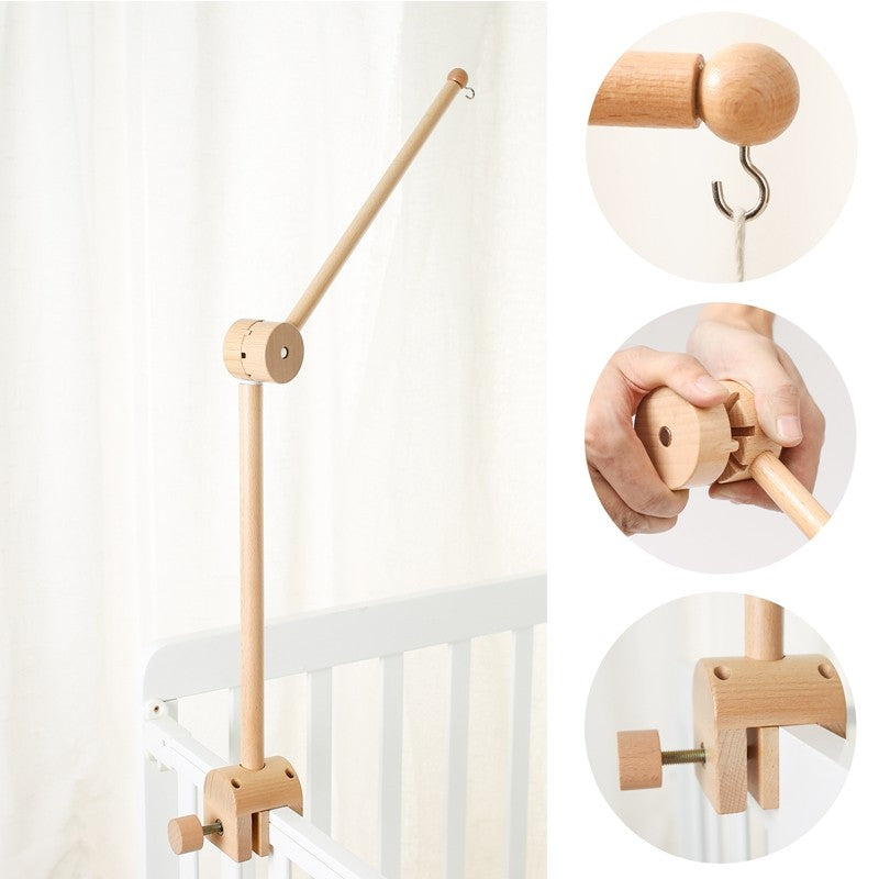 Brinquedo Chocalho para Bebê, Suporte de Berço, Móbile de Madeira, 0-12 Meses, Recém-nascido, Chocalho de Crochê, Suporte para Pendurar Brinquedos, Suporte para Berço de Bebê, Presente