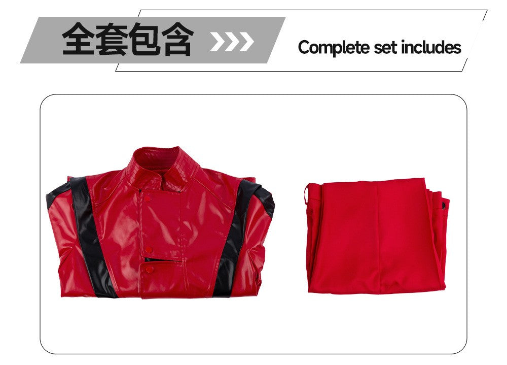Michael Jackson Thriller Scary Cosplay Costumes movie Red Leather Jacket Pants Uniform Anime Halloween Costume for Men Woman