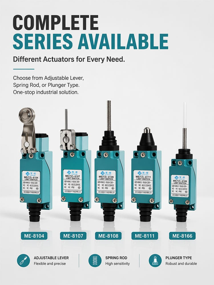 ME-8108 ME-8104 ME-8107 ME-8111 ME-8112 ME-8166-8169 Limit Switch Rotary Adjustable Roller Lever Arm Travel Switch AC250V NO NC