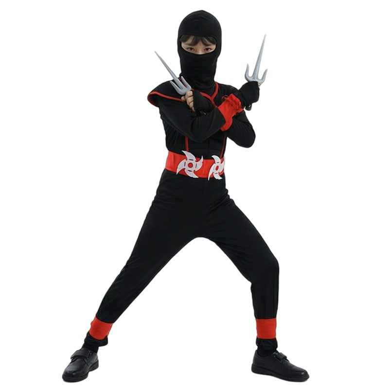 Ninja Samurai Costume Set for Child Halloween Cosplay with Sword Accessories Japanese Warrior Outfit New Year Performance Party