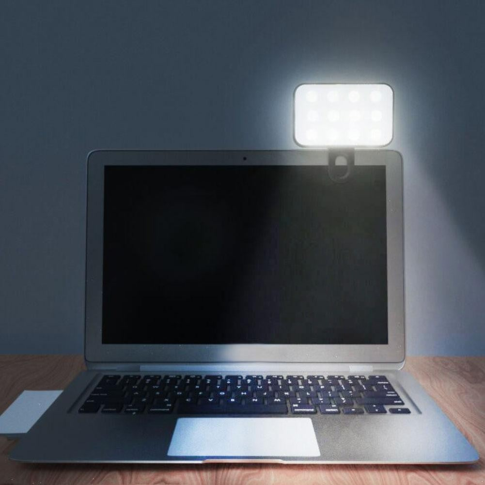 Nova Mini Luz Portátil para Selfie 3 Modos Brilho Ajustável Recarregável Clip-On para Celular Laptop Luz para Vídeo ao Vivo