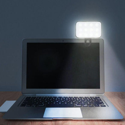 Nova Mini Luz Portátil para Selfie 3 Modos Brilho Ajustável Recarregável Clip-On para Celular Laptop Luz para Vídeo ao Vivo
