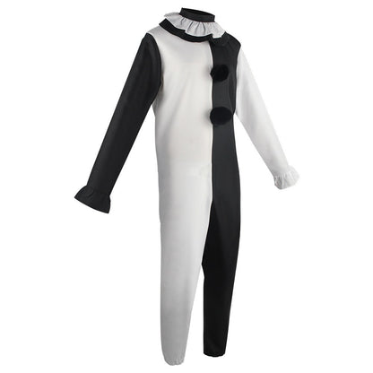 Terrifier Clown Cosplay Costume Black White Jumpsuit Dress for Men Women Halloween Horror Party Role Play Outfit Carnival Dress