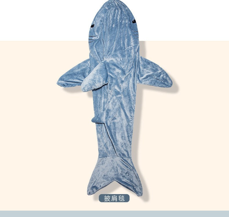 Shark Sleeping Bag Shawl Hooded Flannel Blanket Homewear Clothes Cartoon Pajamas Office Nap Animal Jumpsuit  For Children Adult