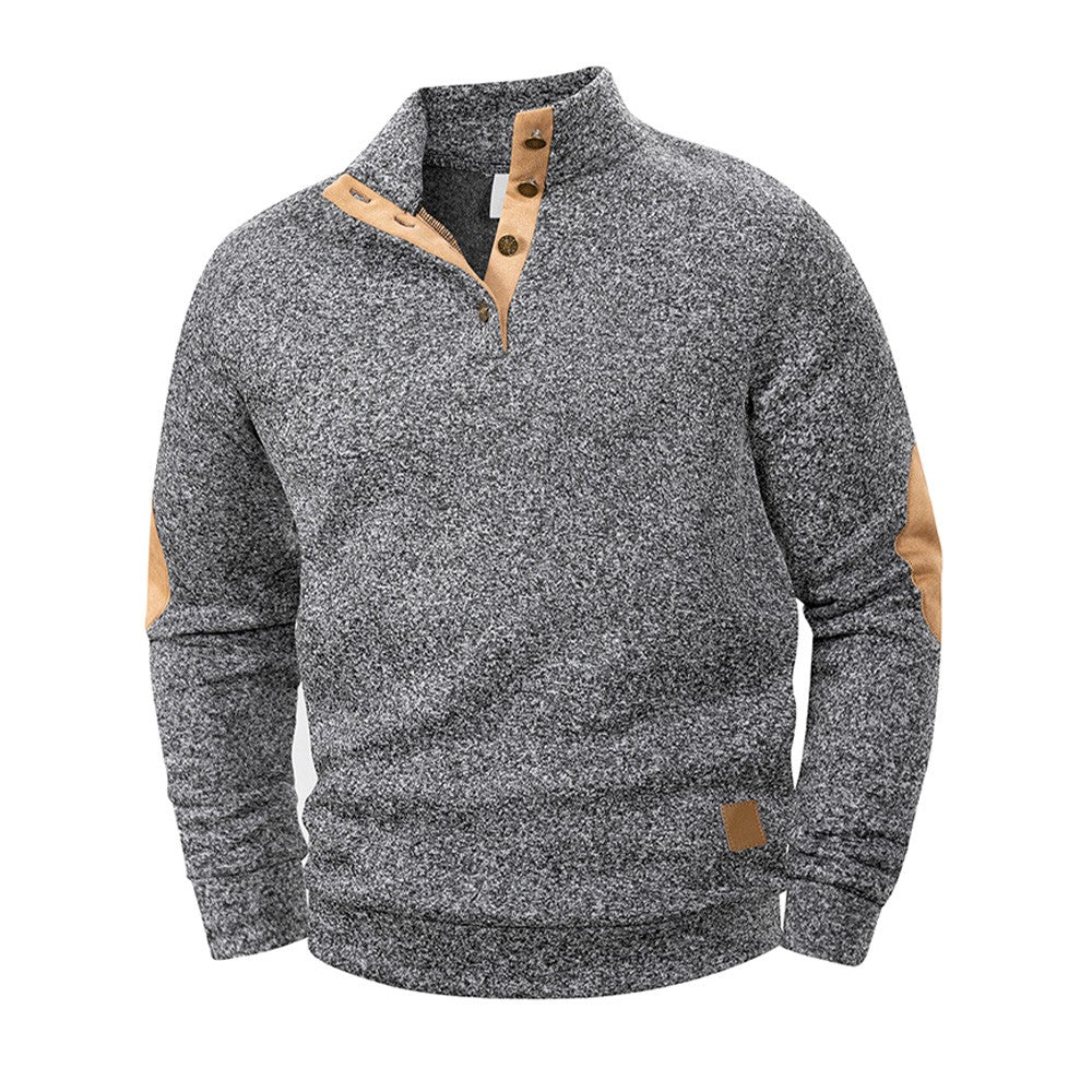 Spring Autumn Men's Casual Pullover Button Down Stand Collar Henley Polo Coats Long Sleeve Stand Collar Sweatshirts for Sport