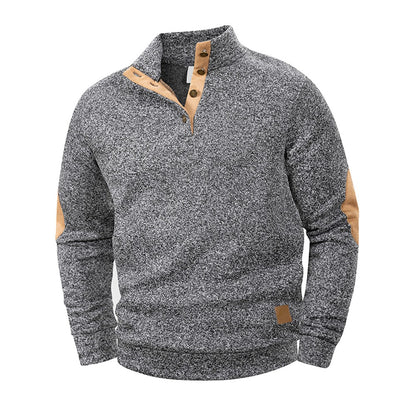 Spring Autumn Men's Casual Pullover Button Down Stand Collar Henley Polo Coats Long Sleeve Stand Collar Sweatshirts for Sport
