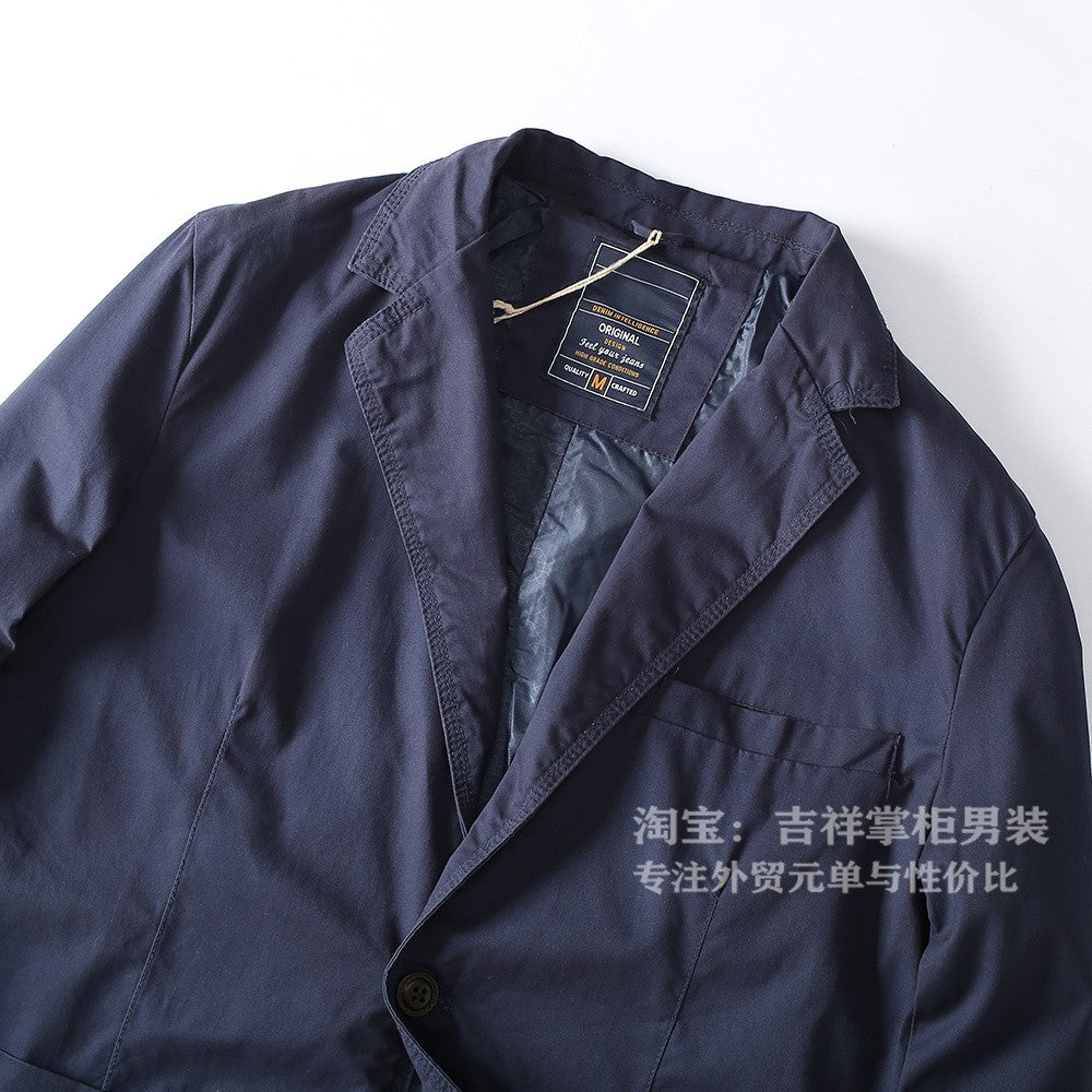 Turkey High Quality 100% Cotton Yarn Washed Breathable Autumn Men's Casual Blazer Suit Light Versatile Suit Coats Citboys Cool