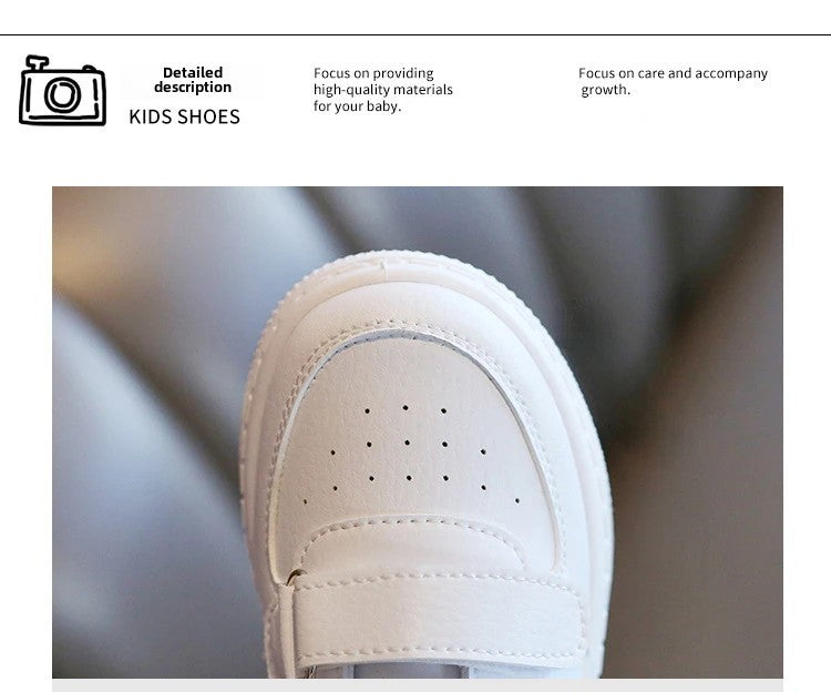 Children's White Shoes Spring and Autumn Kid's Sports Shoes Anti slip Lightweight Boys Board Shoes Soft Sole Baby Casual Shoes