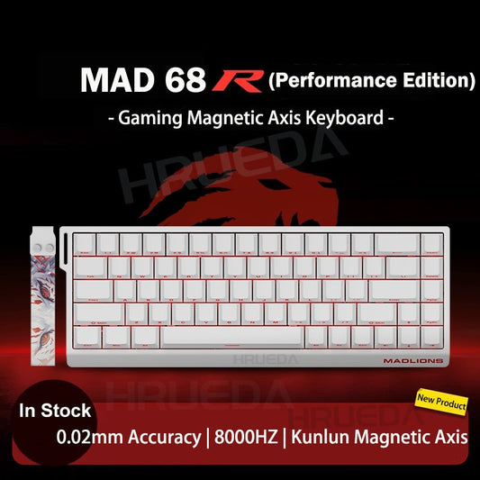 Teclado FGG Original MADLIONS Mad 60/68 HE E-sport com Switch Magnético 0.02 RT 8K HZ Com Fio RGB Hot Swap Latência 0.125ms Personalizado