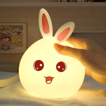 Night Light Cute Rabbit Colorful Light Voice Controlled Clap Lamp Pat Lamp Night Feeding Baby Bedroom and Kid's Christmas Gift