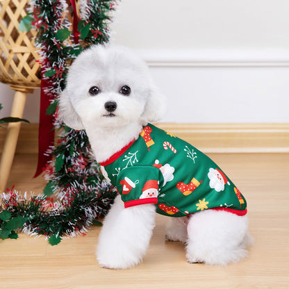 Roupas de Natal para Cachorros Roupas Macias para Gatos Camiseta Fofa de Árvore de Natal Roupa para Pets para Ano Novo Roupas Quentes Fantasia Yorkies