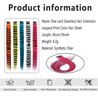 Peruca, extensões de cabelo coloridas, orelha de leopardo de uma só peça invisível e sem rastro, extensões de cabelo listradas