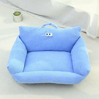 Sofá para Cães e Gatos Cartoon Sle Pet Bed Couch, Série Olhos Grandes, Travesseiro de Uso Diário Outono Inverno, Design de Sofá, Ninho para Pets, Nova Chegada