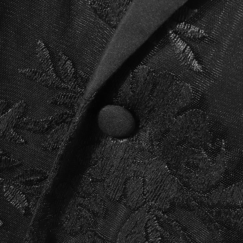 INCERUN Men Blazer Mesh Patchwork Lace Transparent Lapel Long Sleeve Casual Suits Men Streetwear 2024 One Button Fashion Coats