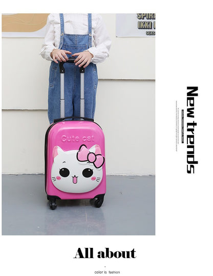 Mala de rodinhas infantil com rodízios de 18 polegadas, desenho animado, maleta de viagem 3D, animal fofo, tridimensional para estudantes