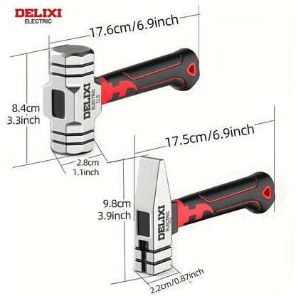 DELIXI ELECTRIC Conjunto de 2 Peças Martelo de Montagem Martelo Oitavado Aço Cromo Vanádio Grau Industrial Martelo Manual