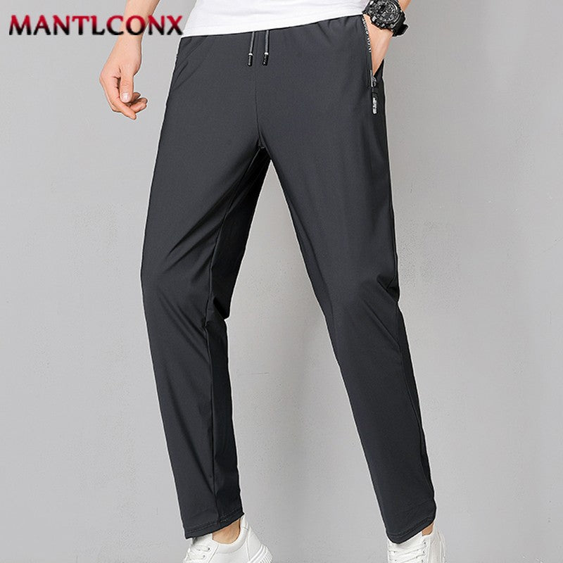 Calças Casuais Masculinas Respiráveis Secagem Rápida Reta Cós Elástico Jogger Moletom Coreano Clássico Esportivo Plus Size 4XL 5XL